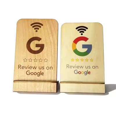 Google समीक्षा NFC वुड स्टैंड डिस्प्ले बिजनेस रिव्यूज स्मार्ट NFC वुड स्टैंड रेस्तरां वाईफाई कनेक्शन के लिए